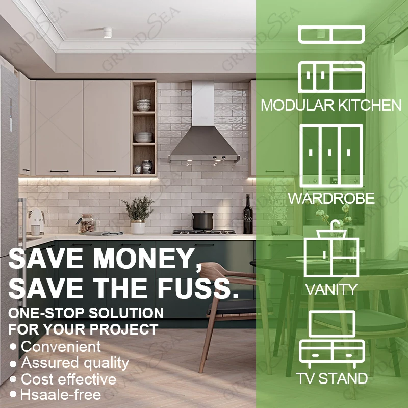 Modern Kitchen Cabinet Wood PVC Kitchen Cabinet Large Storage Home Open Kitchen Wall Hanging Cabinets