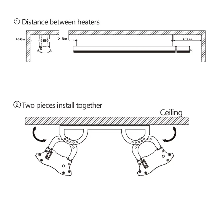 High tech aluminium black heating panel infrared room air heater with remote control