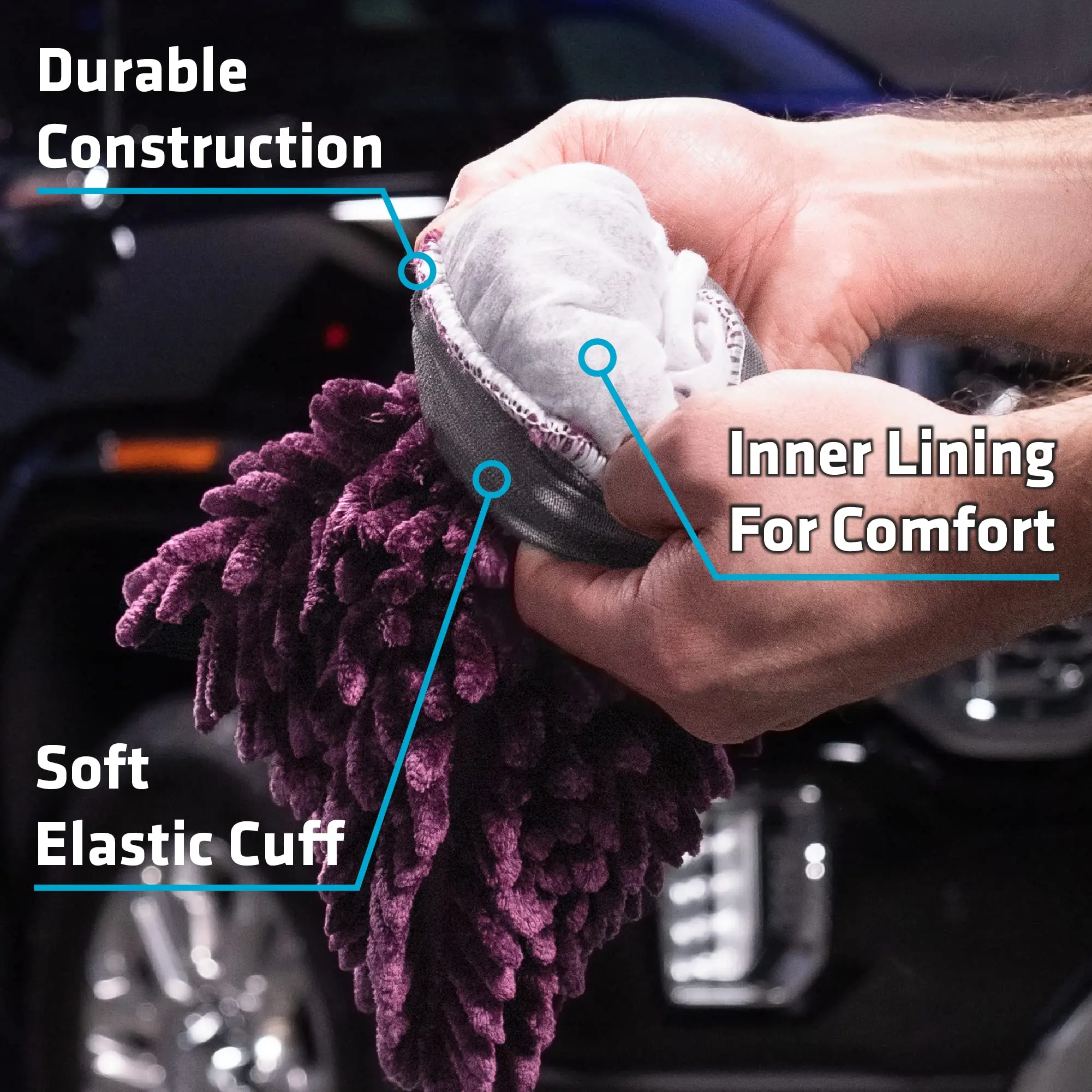 Premium Chenille Microfiber 1 Pack Car Gloves Wash Drying Mitts Premium Scratch-Free Car Cleaning Glove