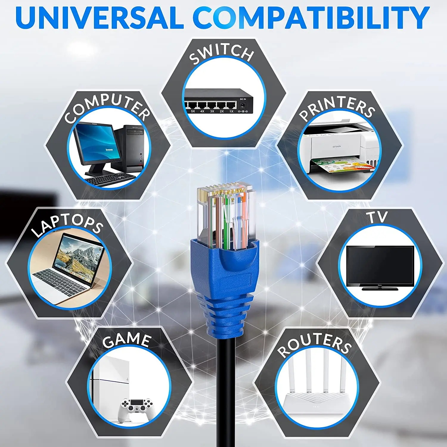 Cat5e Outdoor Ethernet Cable Cat 5e Heavy Duty Internet Network LAN Cable Waterproof PVC & LLDPE UV Double Jackets for in Wall