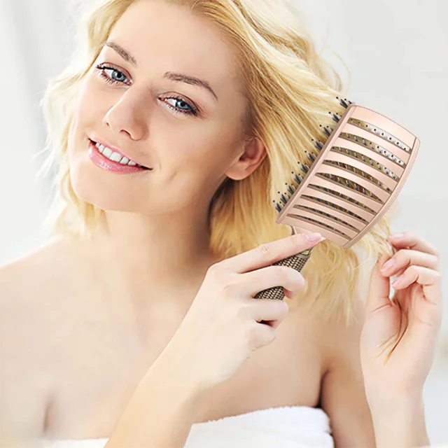 Detangling Brush Boar Bristles Hair Brush Curved and Vented Speed Dry Detangler Brush for Women Men Kids Wet and Dry Hair