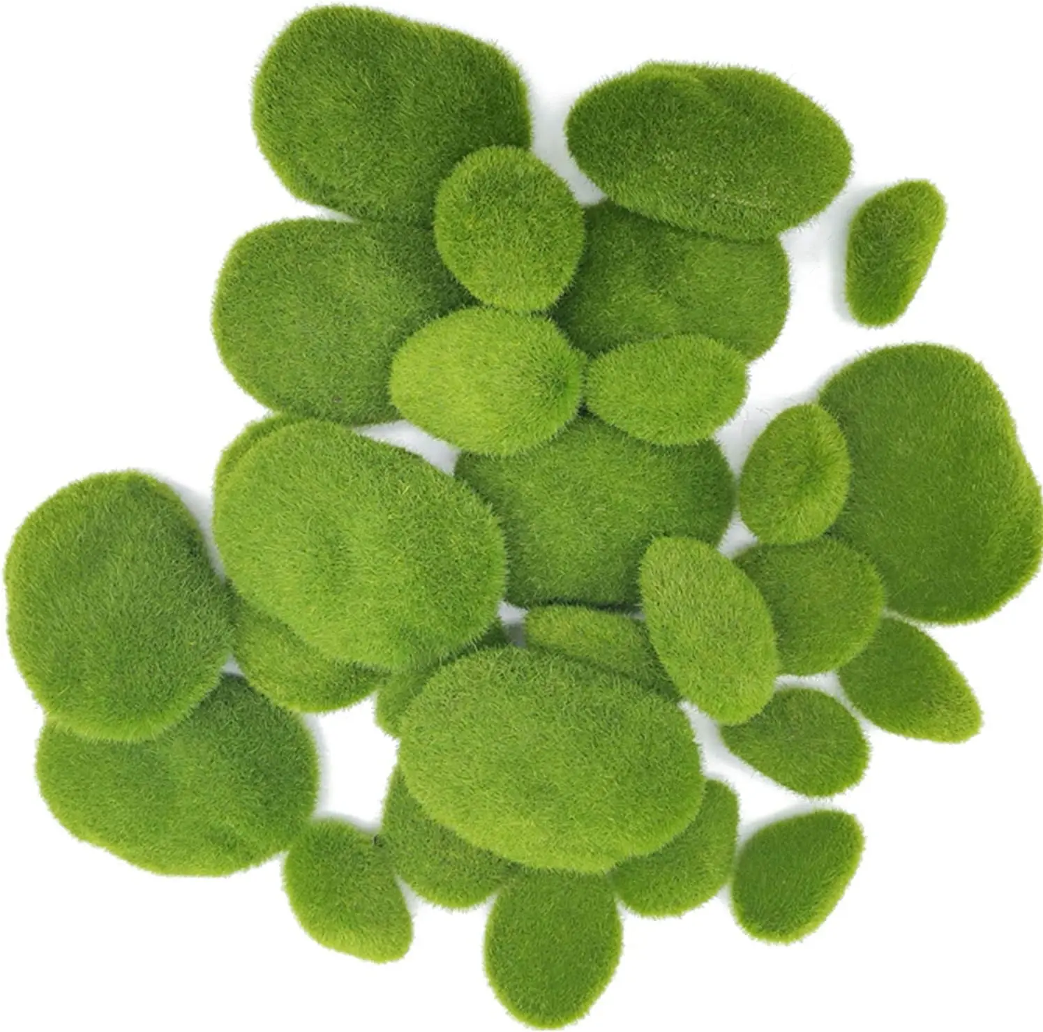 30 pcs Artificial Moss Covered Rocks Stones Balls Decorative Decor for Floral Arrangements Fairy Gardens and Crafting