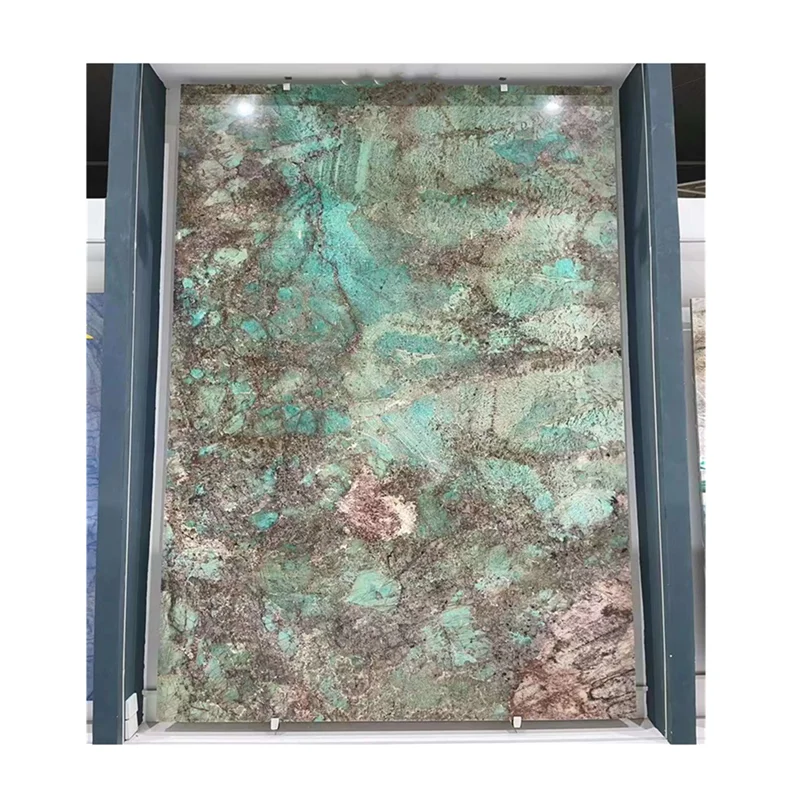 Великолепная каменная настенная панель с подсветкой зеленая мраморная плита амазонита из Бразилии