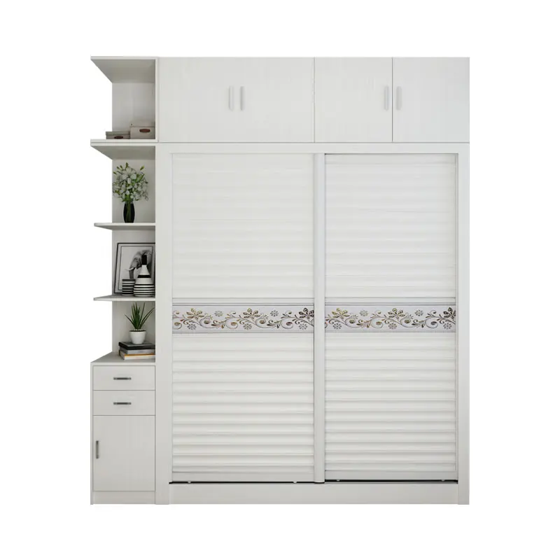 
2 Door Sliding Bedroom Furniture White Wooden Wardrobe for Bedroom 