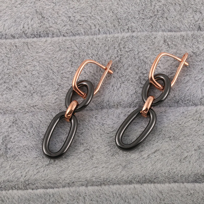 2021 New Arrival Women Casual/Sporty White Black Ceramic 925 Sterling Silver Drop Earring