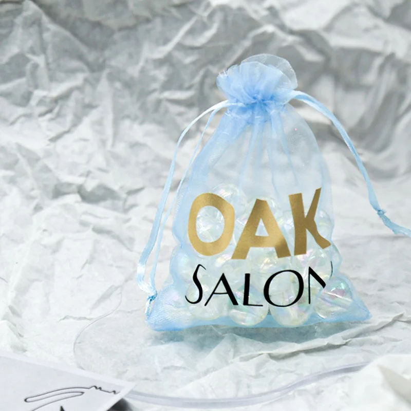 small packaging custom white organza drawstring bags with logo wholesale for party gift jewelry organza bags