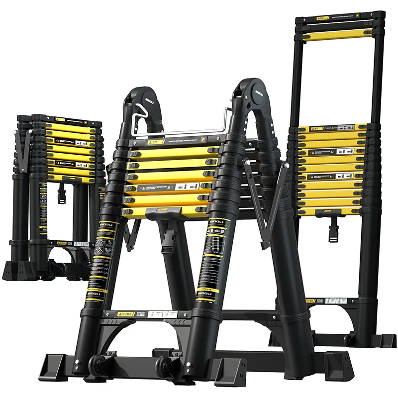 Thickened aluminum alloy telescopic ladder with anti slip and multifunctional folding ladder