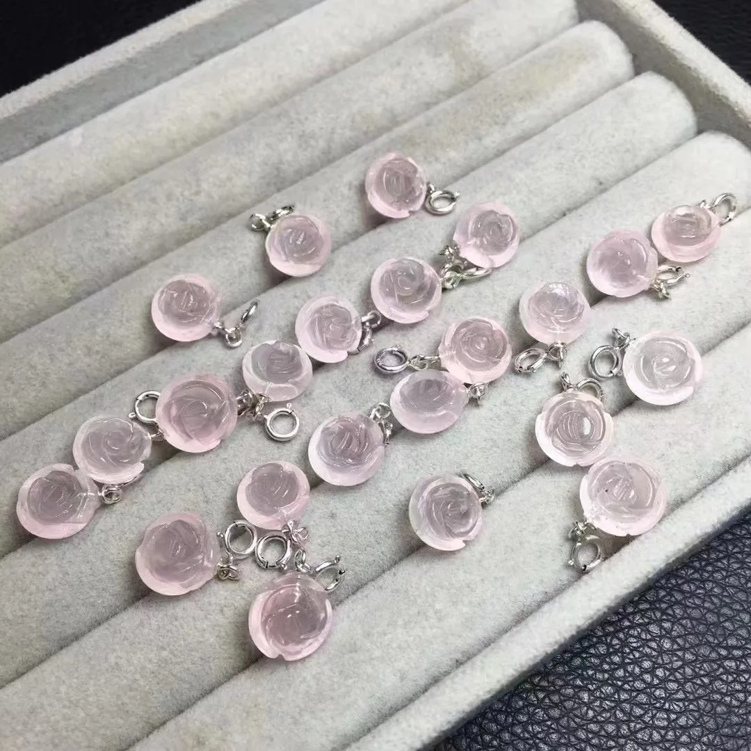 Natural mini rose quartz Labradorite Flower pendant amethyst citrine Flower 925 Sterling Silver pendants