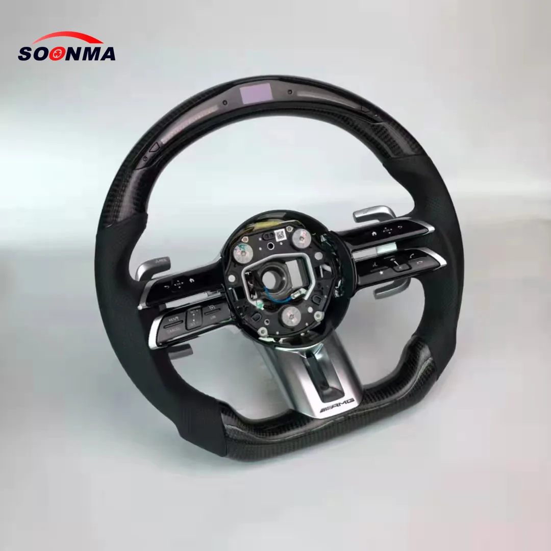 Led Rpm Carbon Fiber Steering Wheel Alcanta Ra Fit For Amg Mercedes-benz W204 W205 W211 Amg Gle Cla 2018-2022