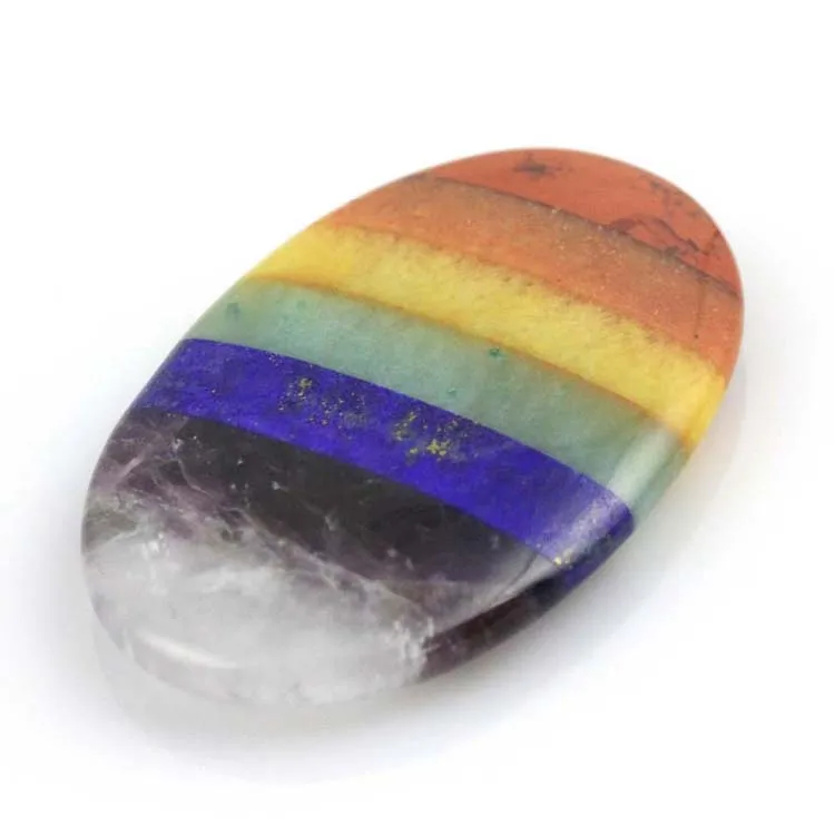 ML Natural 7 Chakra Reiki Crystal Quartz Gemstone Palm Stone Healing Crystal Worry Stone