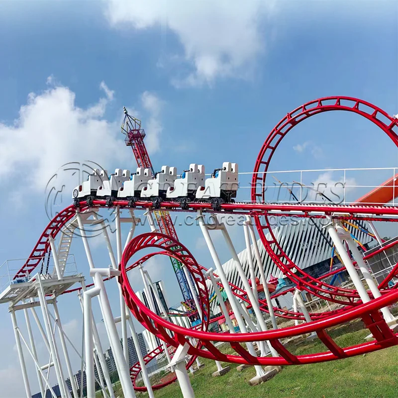 Extreme Amusement Park Equipment Adventure Games 12 Passengers Rail Roller Coaster For Kids And Adults