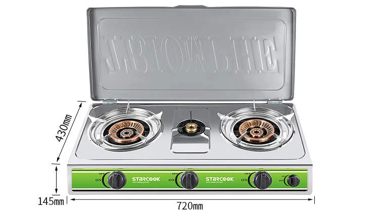 Household Cookware Stainless Steel Gas Cooktop Gas Stove 2 Burner For Kitchen