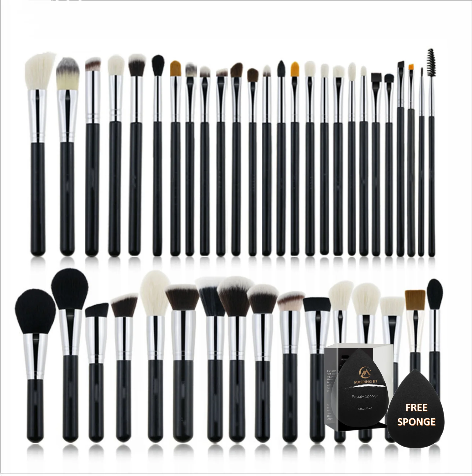40pcs Black Luxury Makeup Brush Set Kit Wholesale Wood Handle Private Label foundation Cosmetic makeup brushes