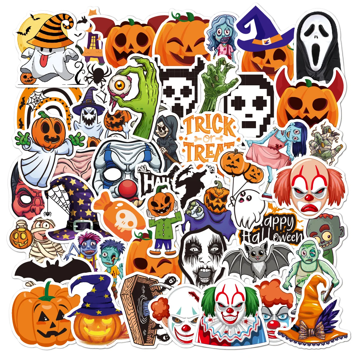 Waterproof Halloween Adhesive Sticker Party Decoration Bat Pumpkin Sticker for Children Wall Window Car Decor