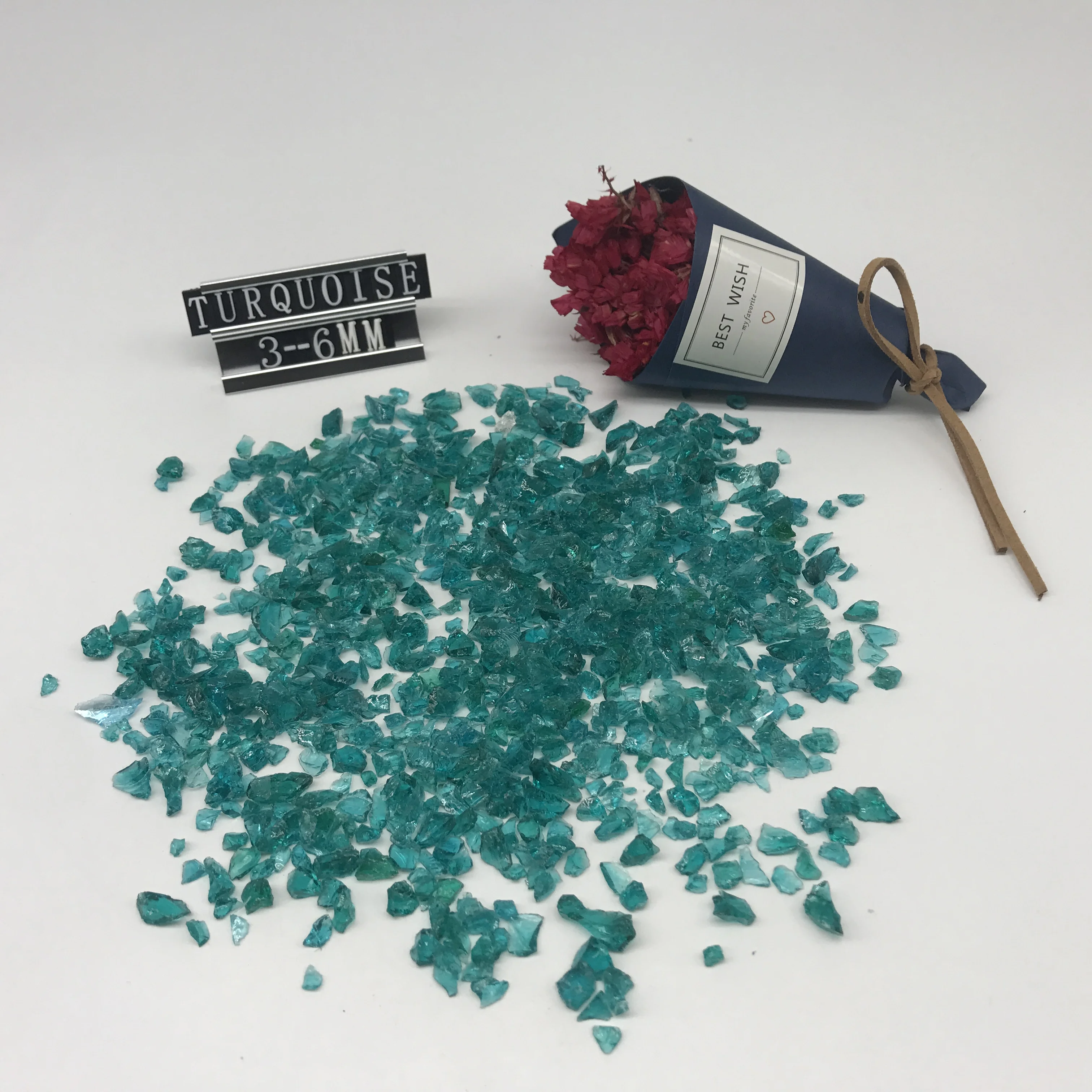 9-12mm turquoise crushed glass for terrazzo
