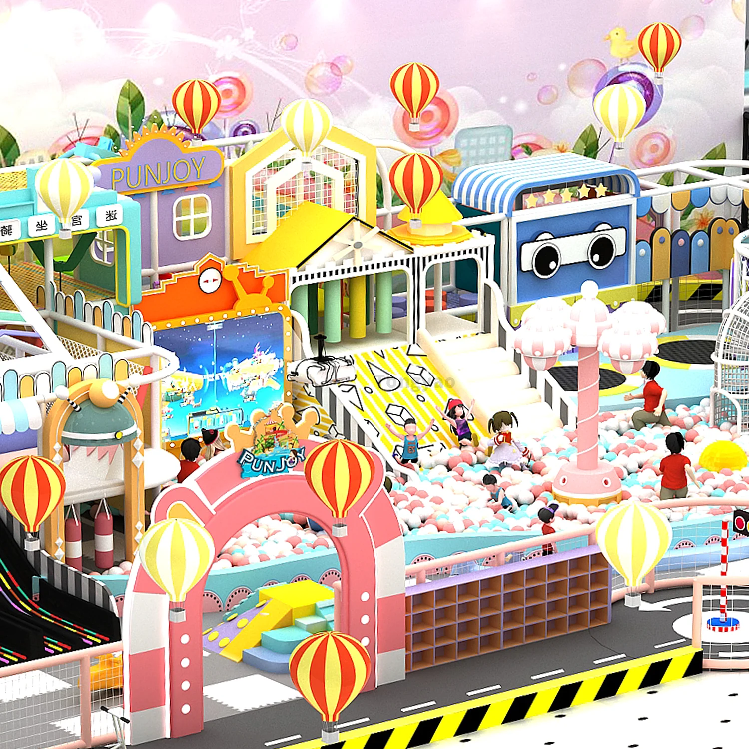 Kids Child Area Neon Amusement Park Indoor Playground Factory Custom Soft Play Equipment with LED Slide