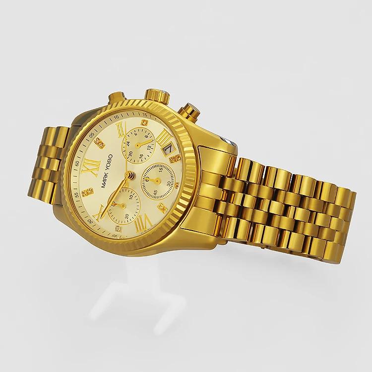 Wholesale Custom logo or NO LOGO  Luxury All 316L Stainless Steel  14K 18K gold Plated Men Japan Quartz Movement watch