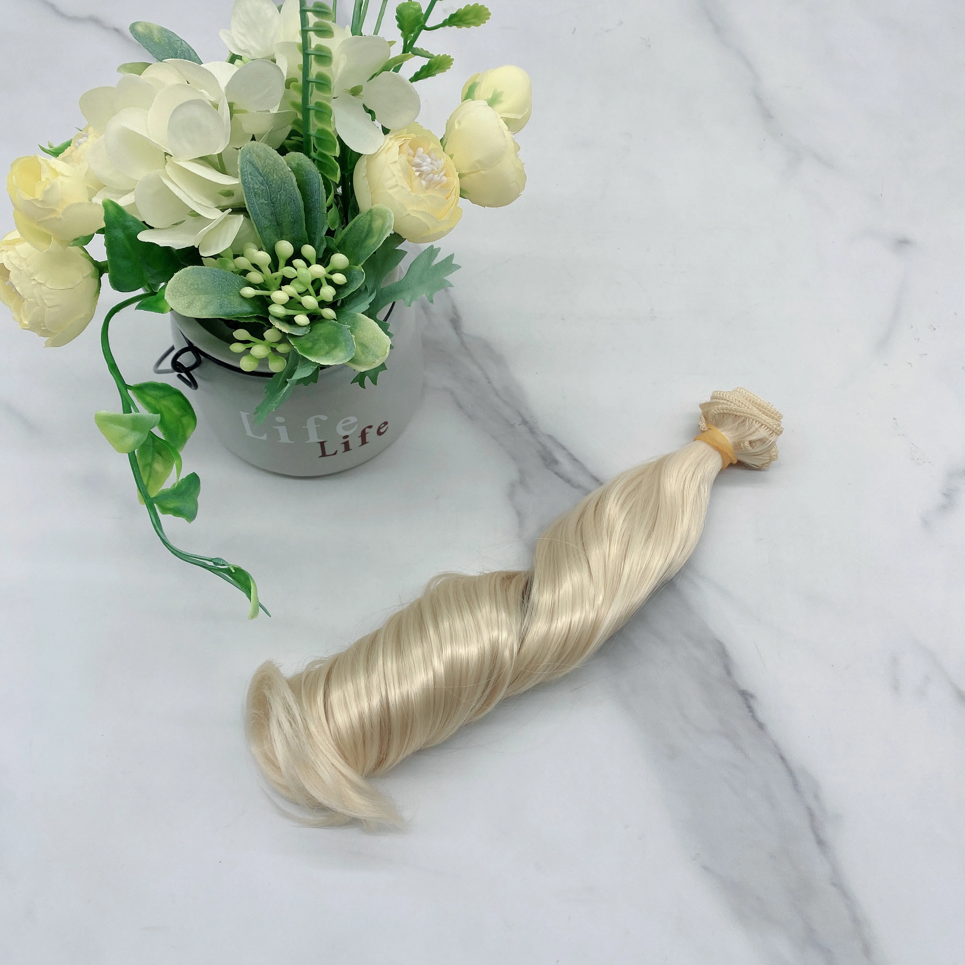 Soft Silky Fiber Silver Blue 30cm Roman Curly Doll Synthetic Hair Weft For DIY 1/3 Doll Hair Wig