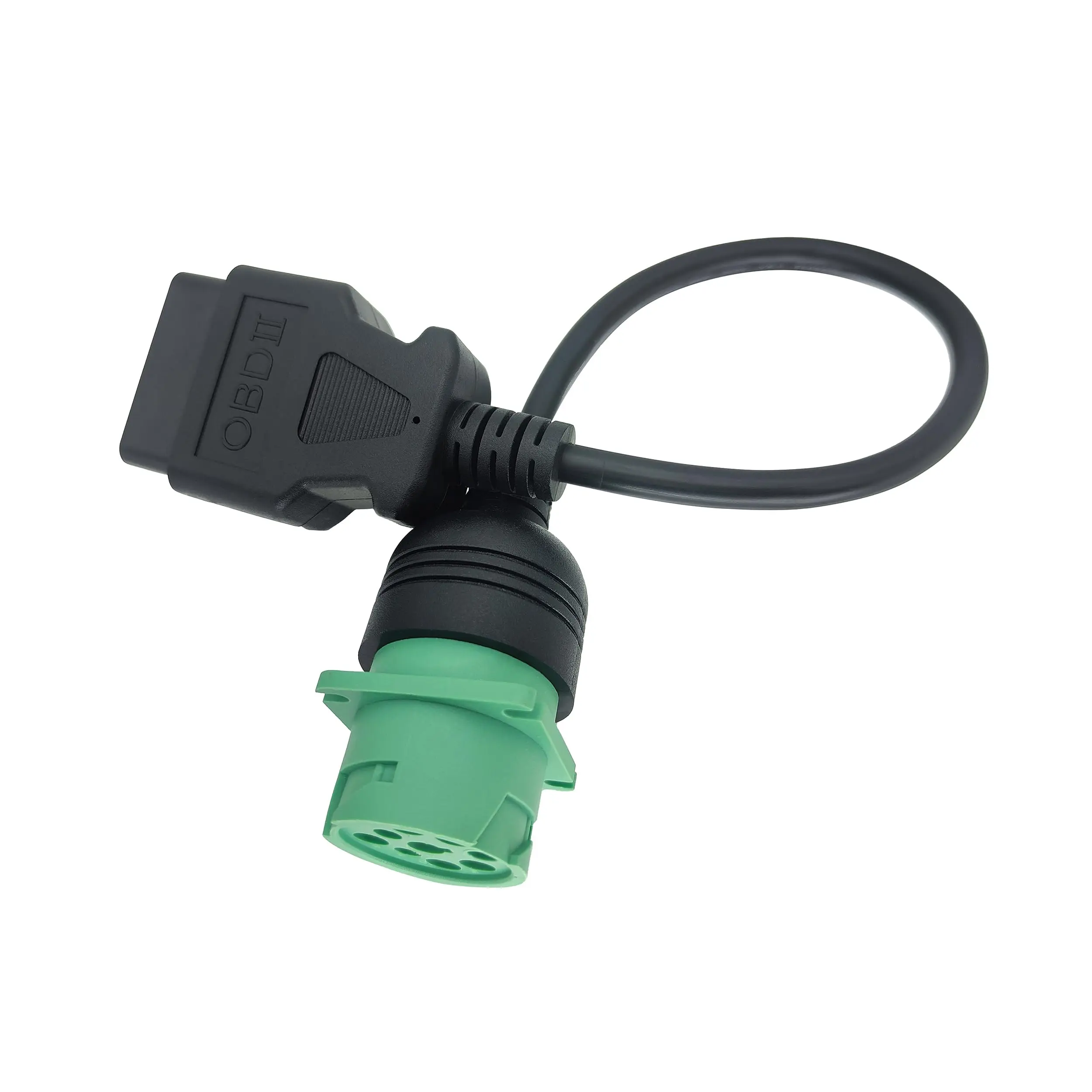 OBD2 to J1939 Green Type 2 Adapter Cable for Heavy Duty Trucks and Commercial Vehicles with OBD II Diagnostic Connector