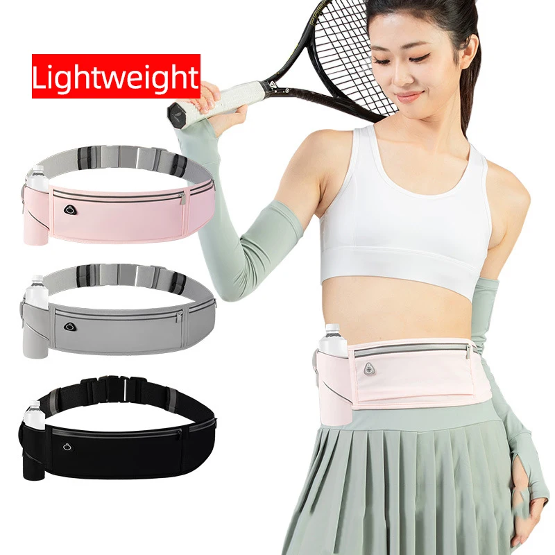 Outdoor Reflective Elastic Belt Running Walking Gym Waist Bag Phone Belt Pouch Racing Belt Fitness Fanny Pack with Bottle Holder