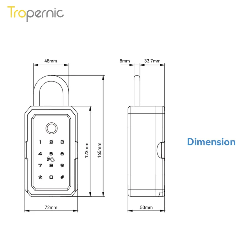 High Quality Waterproof Outdoor Wall Digital Safety Wifi Code App Fingerprint Smart Key Box for Home Office