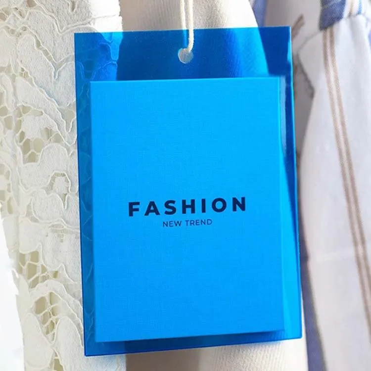 Custom foil gold stamping brand logo hang tags garment labels for clothing