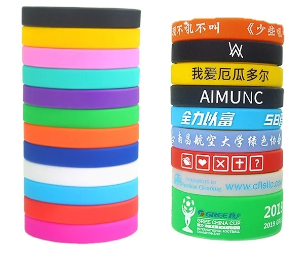Custom Logo Rubber Products Manufacturer 1 1/2 Inch Rubber Bracelets Silicone Band Strap Rubber Bracelet
