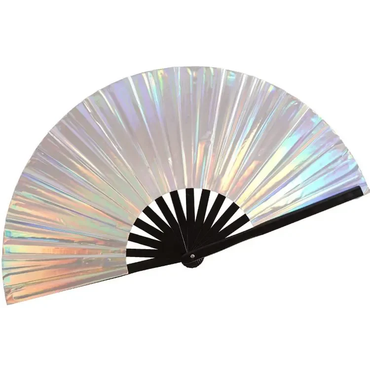 Hot Selling PVC fan hand Silver color Chinese Ancient custom hand folding fan bamboo For Wedding Party