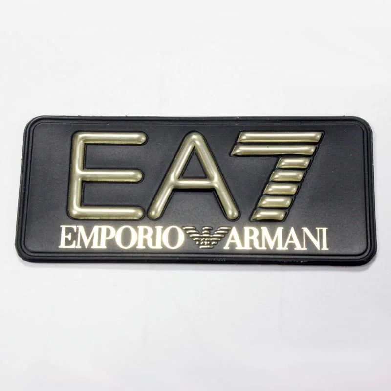 High Frequency TPU Fabric Label 3D Embossed Logo Rubber Name Badge for clothes