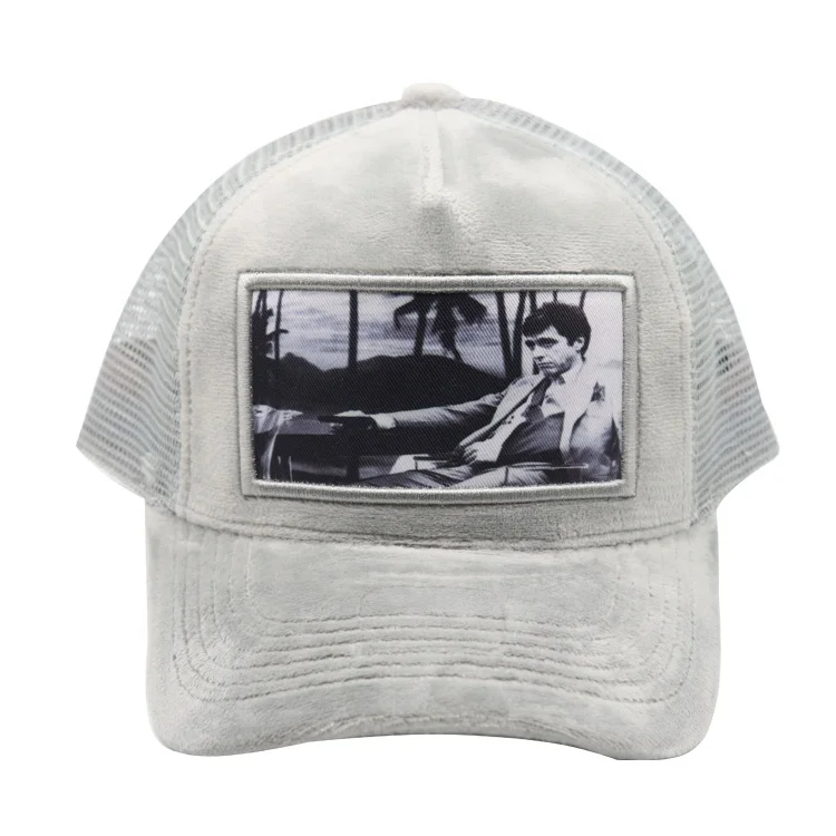 Wholesale 5 panel Mesh Velvet Custom Digital Print Patch Trucker Hat