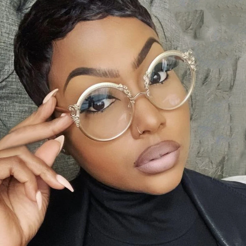 2023 ins personality metal round blue light blocking glasses women trend metal eyeglasses frames custom own logo wholesale gafas