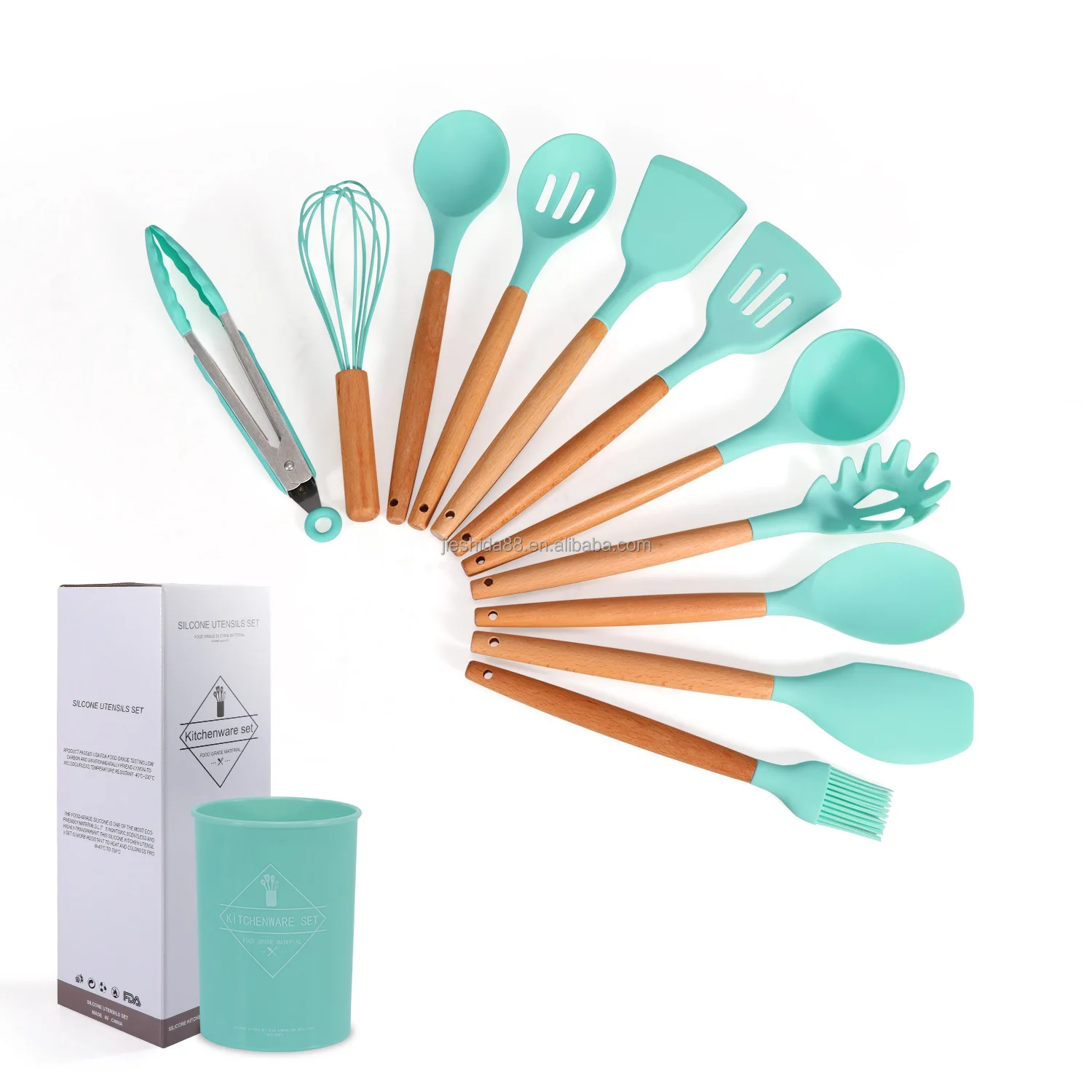 Good Quality Factory Directly Branding Accessories White Kitchen Utensils Silicone Utensil Set
