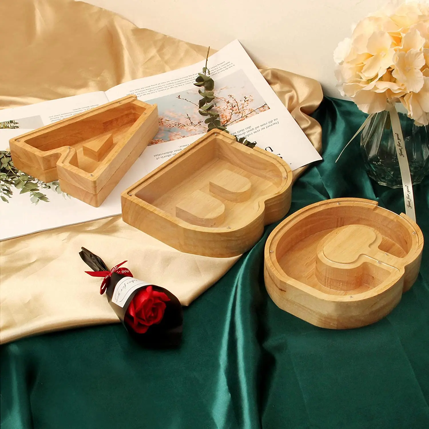 Wholesale diy Animal change coin Wooden Piggy Bank Letter Boy Money Box Coin Box Wooden Piggy Bank   Coin Box  for money