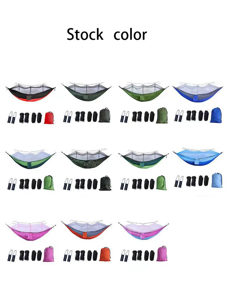 Camping Hammock with Net Double & Single Portable Hammocks Parachute Lightweight Nylon with Tree Straps for Outdoor Adventures