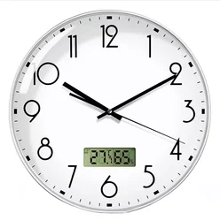 Digital Wall Clock with Battery LCD Display Living Room Declaration Wall Clock With Digital Displayer