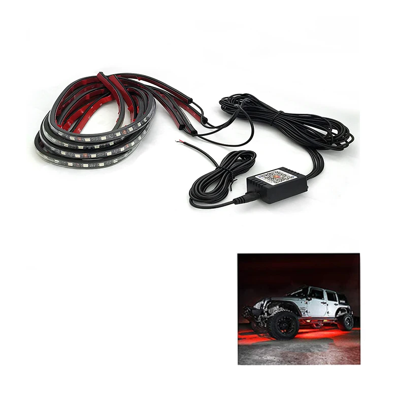 4 накладки водонепроницаемый автомобиль Underglow лампы RGB Красочная чеканка шасси огни комплект APP управление наружные светодиодные полосы света для всех автомобилей