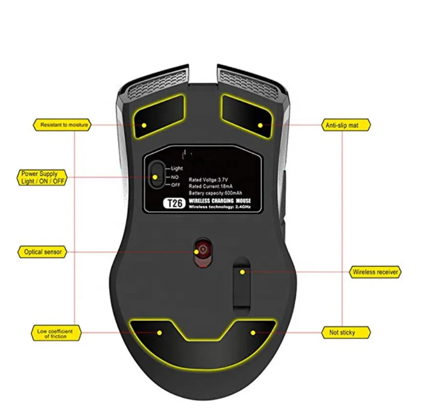 Fast Scrolling Optical Chargeable Computer Wireless Gaming  Mouse