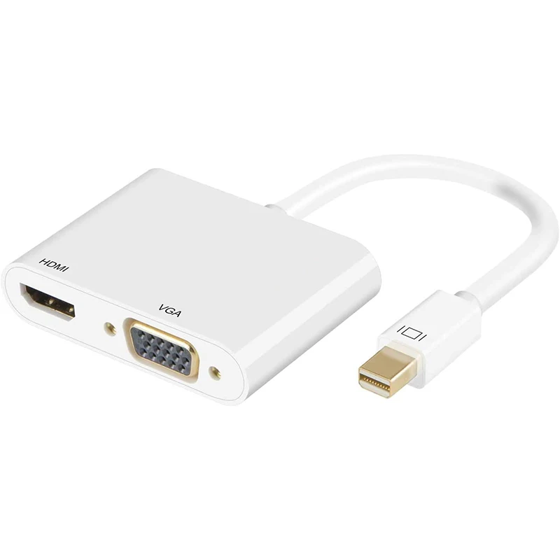 2 in 1 HUB DisplayPort Mini DP to HDMI VGA Display Port Cable Adapter