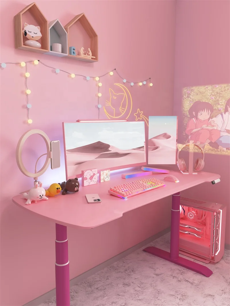 Top Quality adjustable height table fiber tabletop gaming Table Lift Office furniture workstations Smart Desk With Dual Motor