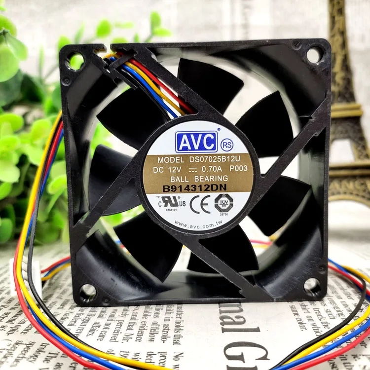 Вентилятор охлаждения шасси AVC ds07025b12u 12 В постоянного тока 7025 А 4 провода контроль температуры 7 см