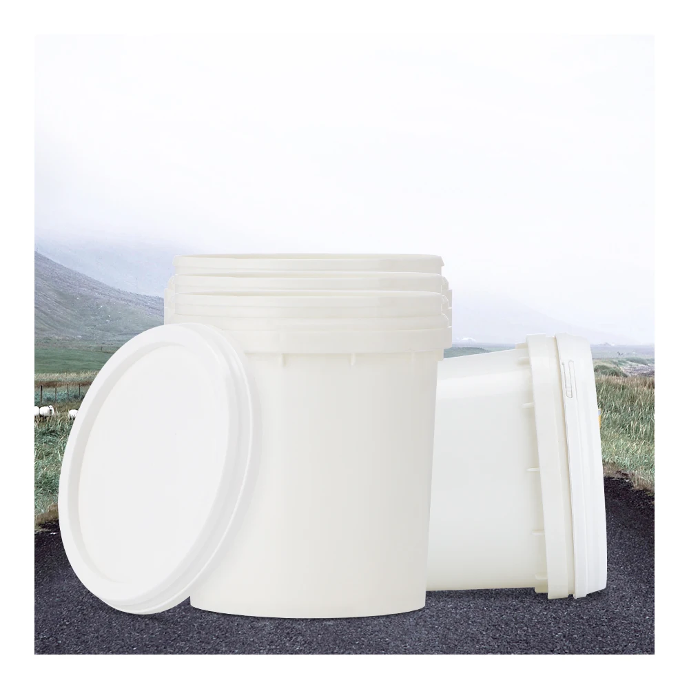 customized multi-function round airtight storage container barrel white 1 litre plastic packaging buckets with lids