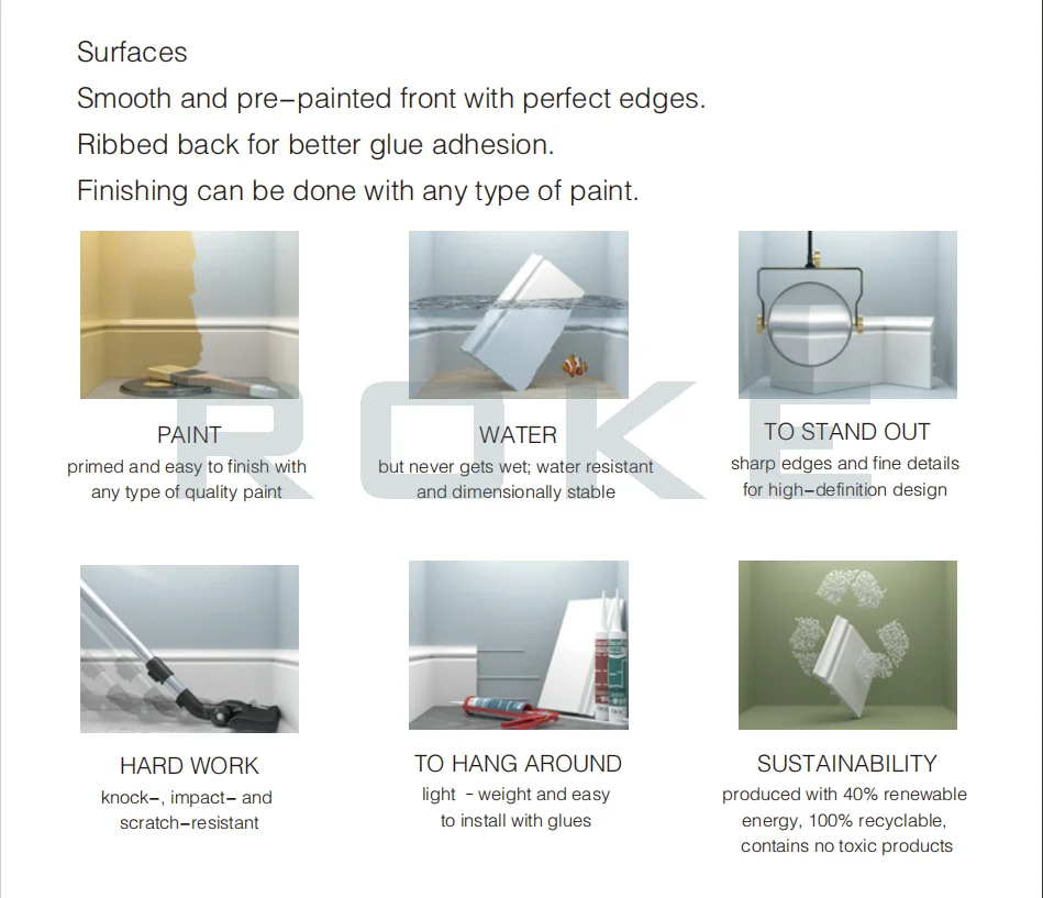 Decorative baseboard moulding ceiling primed mdf skirting board PS Flooring waterproof Protect the wall