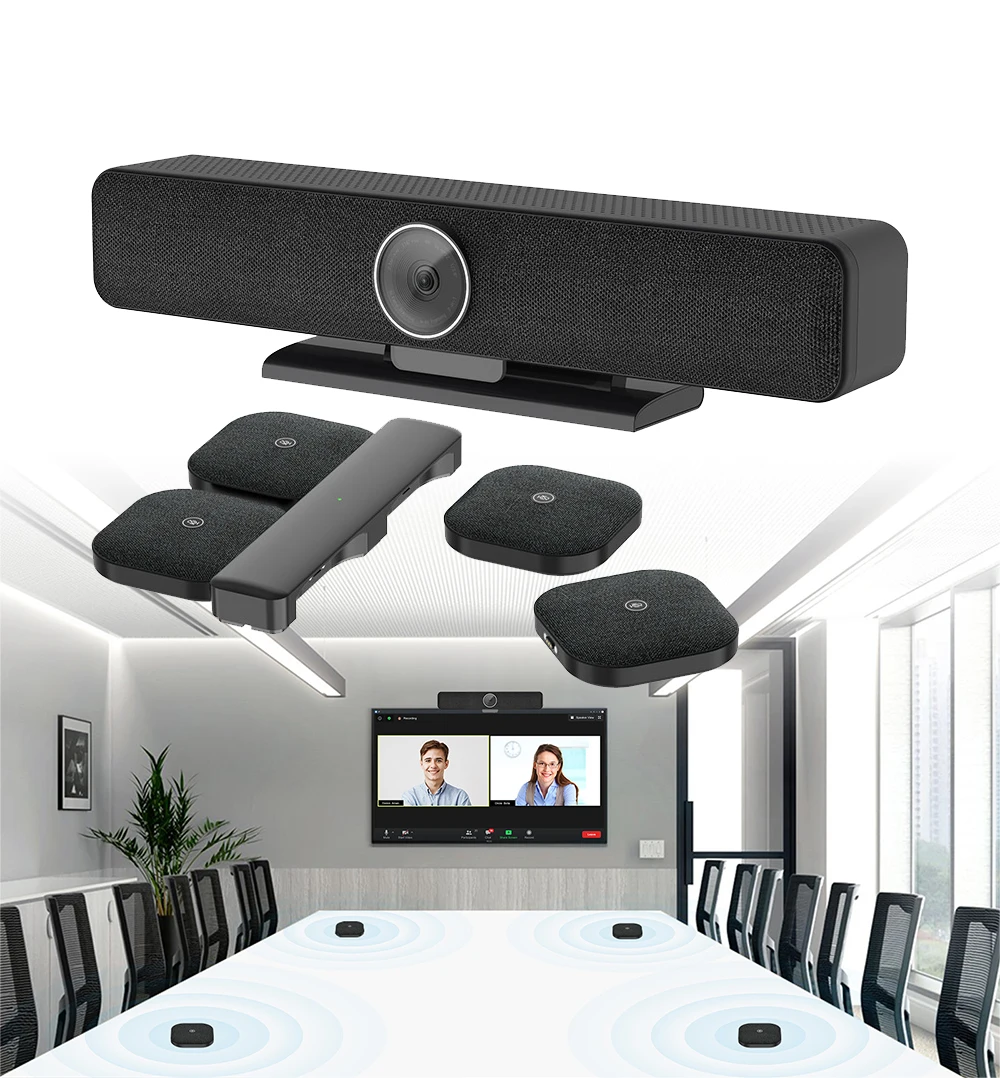 Zoom meeting  Auto tracking 116 degree video conference room cameras with microphone and conference speaker for medium rooms