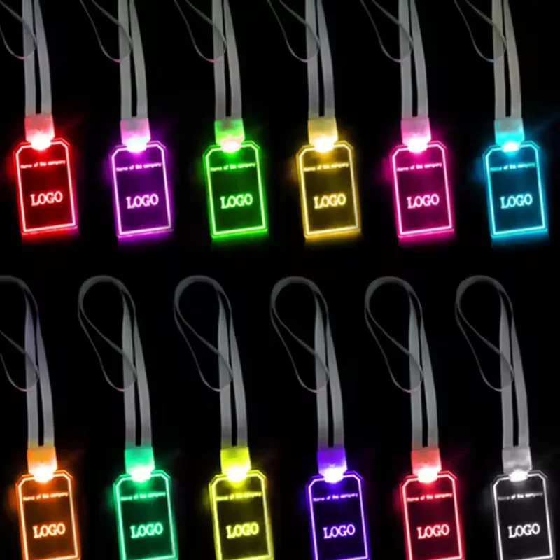 New Product In Stock Acrylic LED Lanyard Id  Card Badge Holder For Business Gift Supply