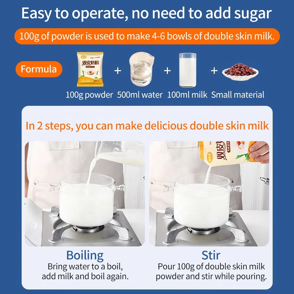 wholesale 1kg Original Flavor Double Skin Milk Powder Instant Milk Custard Powder for Dessert bubble tea shop