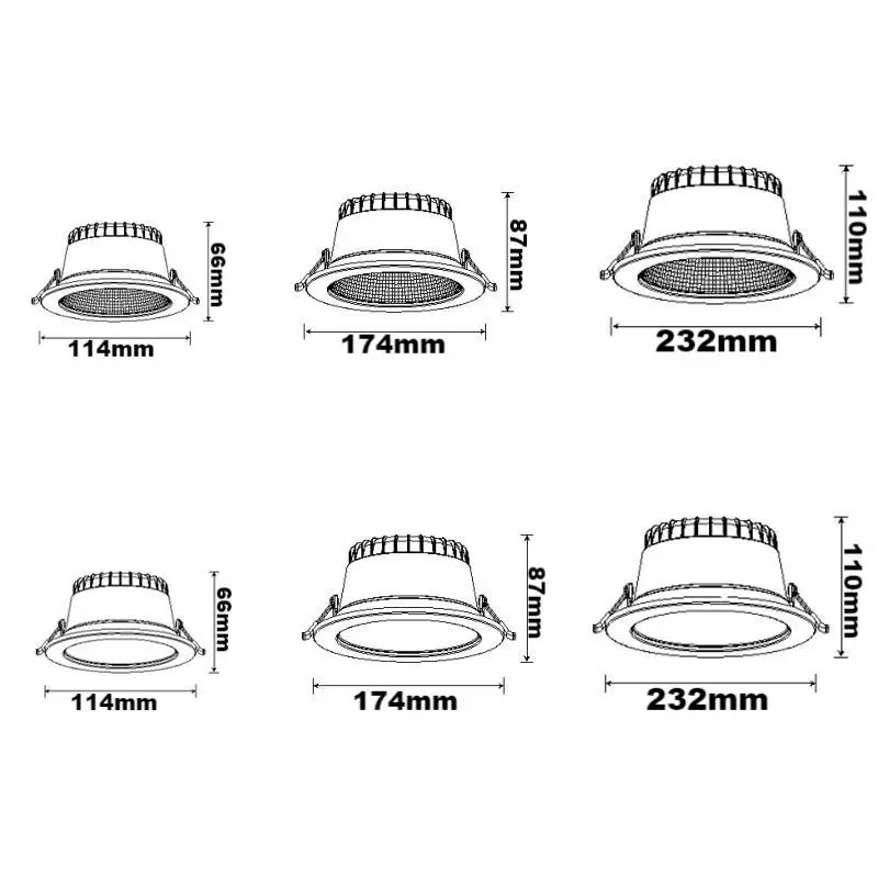 European Standard New Style 10w 20w 35w 100lm/W Square 3CCT Dimmable Recessed Led Downlight All In One Down Light