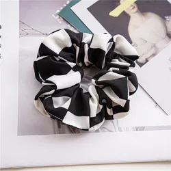 Wholesale Gingham Printing Hair Scrunchies Cute Women Elastic Hair Ties Oversized Wide Size Hair Band Scrunchies