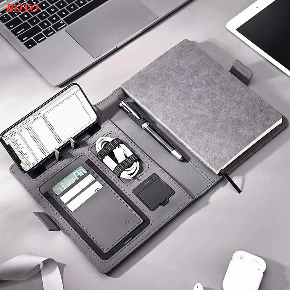 Power Bank notebook wireless charger notebook diary with power bank and usb flash drive luxury digital notebook custom