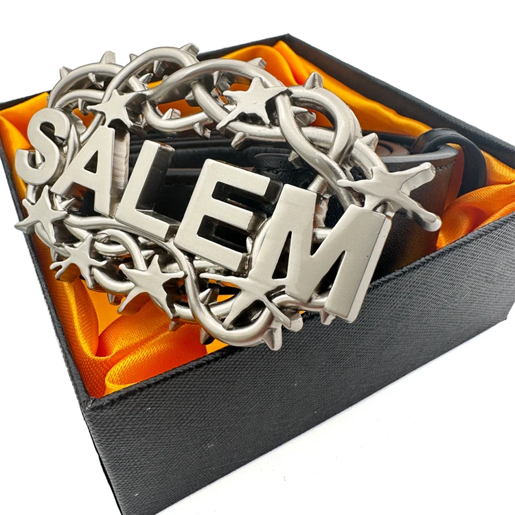 Custom Letter Shape Metal Belt Buckle Brand Logo Matt Silver Plating Metal 38mm Alloy Buckle for Man