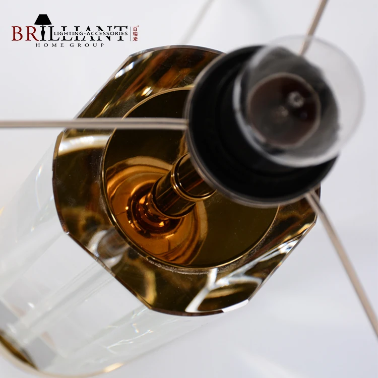 Modern Home Decor Fabric Lampshade Living Room Corner Table Bedroom Glass Crystal Table Lamp